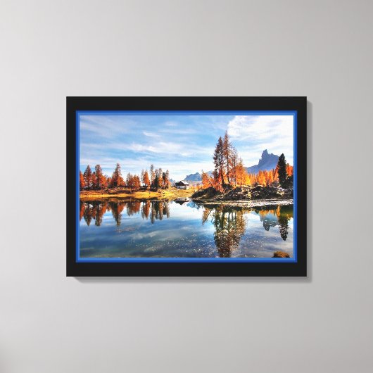 秋の風景 河川 キャンバス プリント (正面)