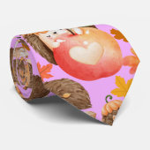 秋の風物模様ポルクパインピンクBG ネクタイ (ロール)