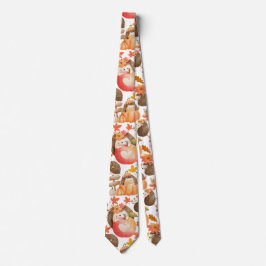 秋の風物模様山嵐 ネクタイ