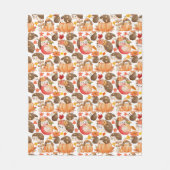 秋の風物模様山嵐 フリースブランケット (正面)