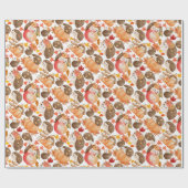 秋の風物模様山嵐 ラッピングペーパー (フラット)