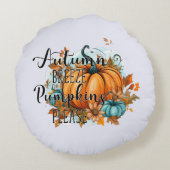 秋の風、カボチャをお願い – 居心地の良い秋 ラウンドクッション (裏面)
