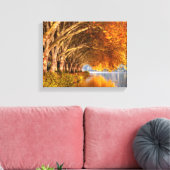 秋の飛行機の木々が湖を越えて キャンバスプリント (インサイチュ (リビング))