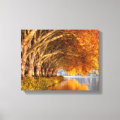 秋の飛行機の木々が湖を越えて キャンバスプリント (正面)