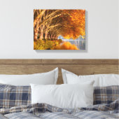 秋の飛行機の木々が湖を越えて キャンバスプリント (インサイチュ (寝室))