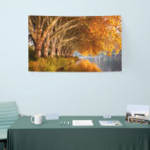 秋の飛行機の木々が湖を越えて 横断幕 (トレードショー)