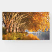 秋の飛行機の木々が湖を越えて 横断幕 (横)