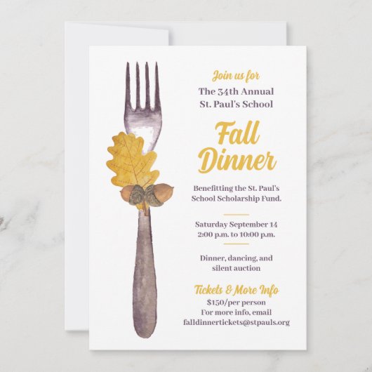 秋の食事会または秋のイベント招待状 招待状 (正面)