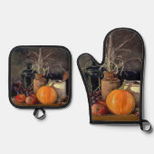 秋の食卓の飾り 鍋つかみ&鍋敷きセット (正面)