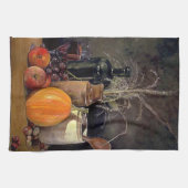 秋の飾り付けテーブル,かぼちゃの,フルーツ,ドリンク キッチンタオル (横)