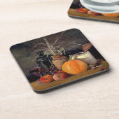 秋の飾り付けテーブル，かぼちゃの，フルーツ，ドリンク コースター (左側)