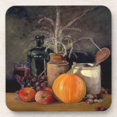 秋の飾り付けテーブル，かぼちゃの，フルーツ，ドリンク コースター (正面)