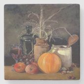 秋の飾り付けテーブル,かぼちゃの,フルーツ,ドリンク ストーンコースター (正面)