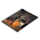 秋の飾り付けテーブル,かぼちゃの,フルーツ,ドリンク ノートブック (左側)