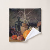 秋の飾り付けテーブル，かぼちゃの，フルーツ，ドリンク バスタオルセット (ウォッシュタオル)