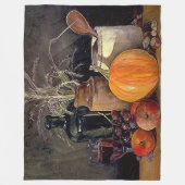 秋の飾り付けテーブル,かぼちゃの,フルーツ,ドリンク フリースブランケット (正面)