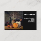 秋の飾り付けテーブル，かぼちゃの，フルーツ，ドリンク 名刺 (正面)