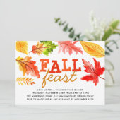 秋の饗宴の水の色離れの感謝祭ディナー 招待状 (スタンド正面)