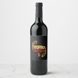 秋の饗宴祝我々の感謝祭 ワインラベル