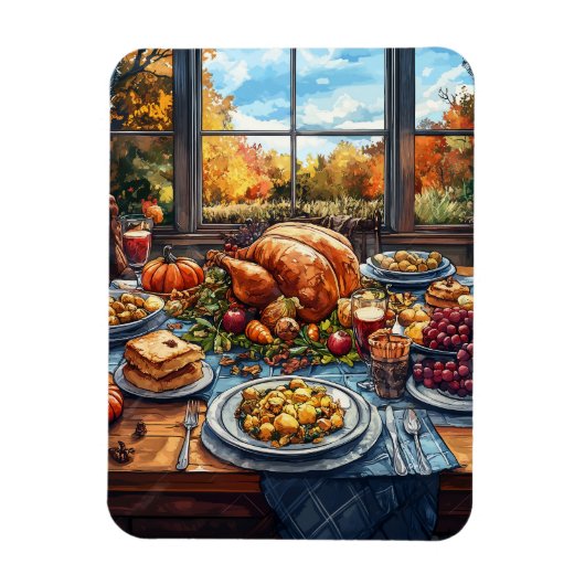 秋の饗宴：感謝祭お祝い マグネット (縦)