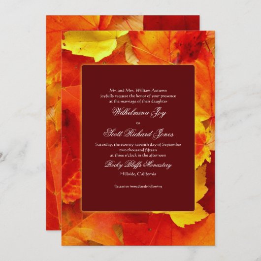 秋の香り秋の結婚式カスタム招待状 招待状 (正面/裏面)