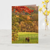 秋の馬の誕生日 カード (黄色い花)