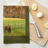 秋の馬 キッチンタオル (四つ折り)