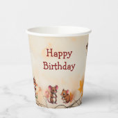 秋の魅力森林動物の誕生日パーティー 紙コップ (左)