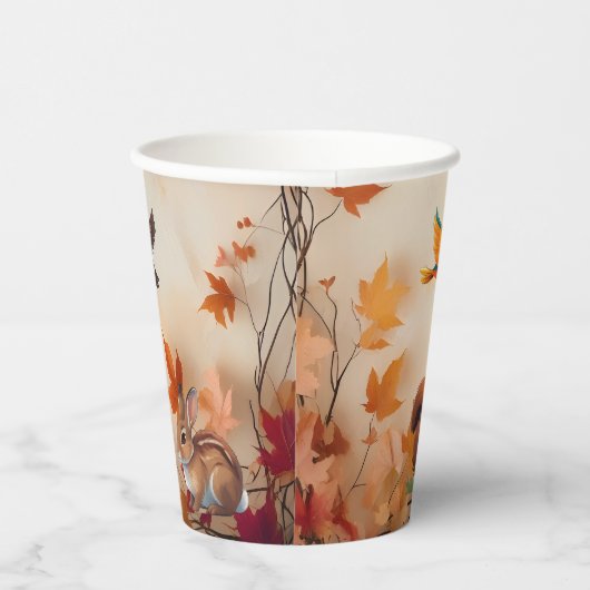 秋の魅力森林動物の誕生日パーティー 紙コップ (右)