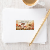 秋の魅力的キノコ秋フォレストアドレス ラベル (インサイチュ)