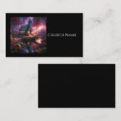 秋の魅力的森の中の教会 名刺 (正面/裏面)