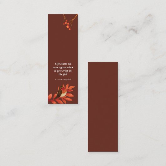 秋の魅惑ミニブックマーク コーリングカード (正面/裏面)