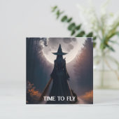 秋の魔女の風景 フルムーン ブラックキャット カード (スタンド正面)