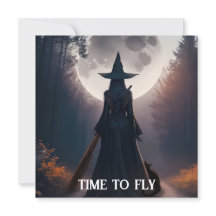 秋の魔女の風景 フルムーン ブラックキャット カード