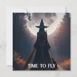 秋の魔女の風景 フルムーン ブラックキャット カード