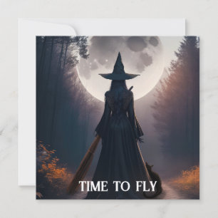 秋の魔女の風景 フルムーン ブラックキャット カード