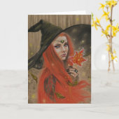 秋の魔女スパークルカード カード (黄色い花)