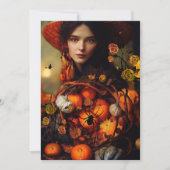 秋の魔女ハロウィンパーティーの招待状 招待状 (正面)