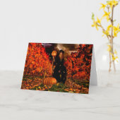 秋の魔女 カード (黄色い花)