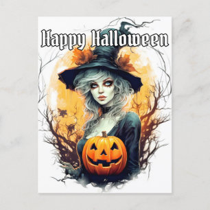 秋の魔女 ハッピーハローウィン ポストカード