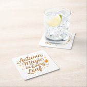 秋の魔法すべての葉のコースターのセット紙 スクエアペーパーコースター (インサイチュ)