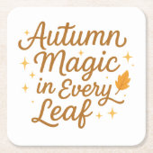 秋の魔法すべての葉のコースターのセット紙 スクエアペーパーコースター (正面)