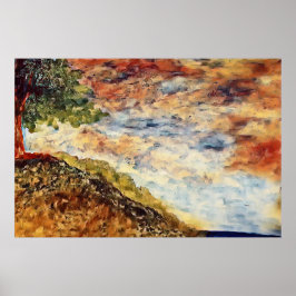 秋の魔法の森の風景イラストレーション ポスター