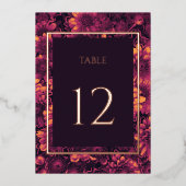 秋の魔法ガーデンフローラテーブル番号金ゴールド 箔招待状 (正面)