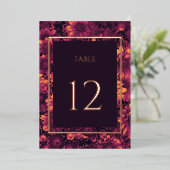 秋の魔法ガーデンフローラテーブル番号金ゴールド 箔招待状 (立ち正面)