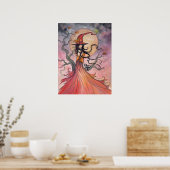 秋の魔法ハロウィーンウィッチアンドキャットアート ポスター (キッチン)