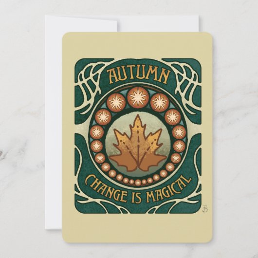 秋の魔法ヴィンテージスタイル 招待状 (正面)