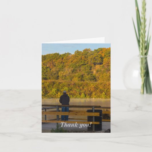 秋の魚釣りレイクスプリングフィールドありがとう サンキューカード (正面)