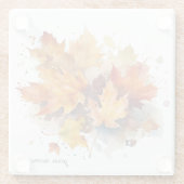 秋の鮮やかメープルウォーター色、カスタム ガラスコースター (裏面)