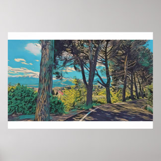 秋の鮮やか森 – ポスター